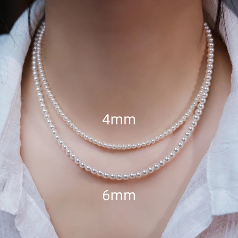 Classic White Pearl Necklace with Sterling Silver Clasp